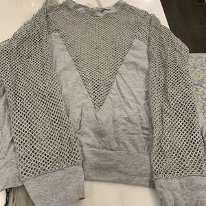Y2K Gray Sweatshirt with Mesh-L
